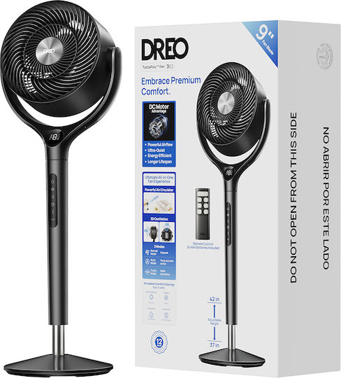 Dreo TurboPoly 362 Ventilator Pe Piedestal 36W cu Telecomandă Gri