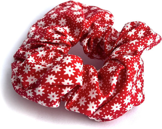 Klassisches Scrunchy Haargummi Aus Samt Stoff Mit Blumen Zartes Rotes