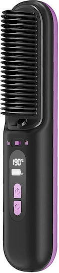 Avizar Cordless Ceramic Straightening Brush Rechargeable Anti-scald Comb Black
