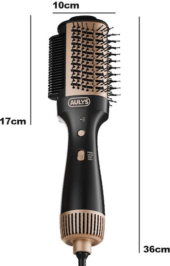 Avizar Multifunctional Hot Air Brush Straightener Curler Fast Drying Black Gold