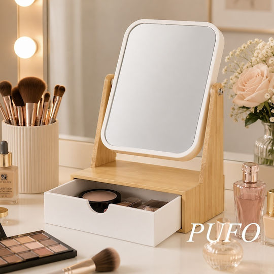 Pufo Accesorii Organizator Oglindă Cosmetice Unelte Machiaj Depozitare Produse Cosmetice Design Elegant Masă Toaletă Alb