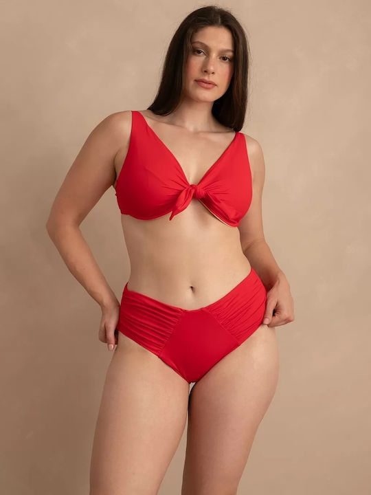 Ruched Red Bikini Bottoms
