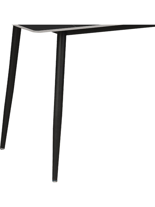 Gustas Esszimmer- und Küchentisch mit Marmor Oberflächenmaterial Schwarz 140x80x76cm