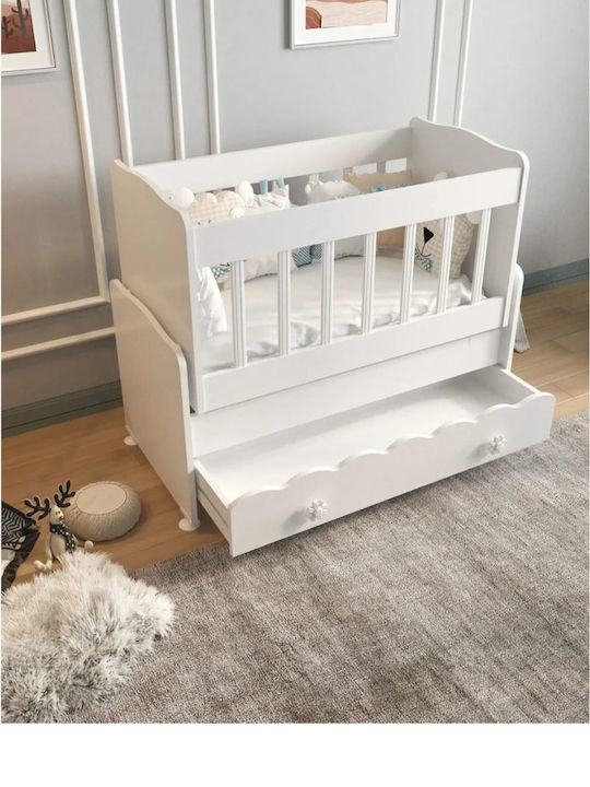 SteweHome White Baby Crib with Mattress and Drawer