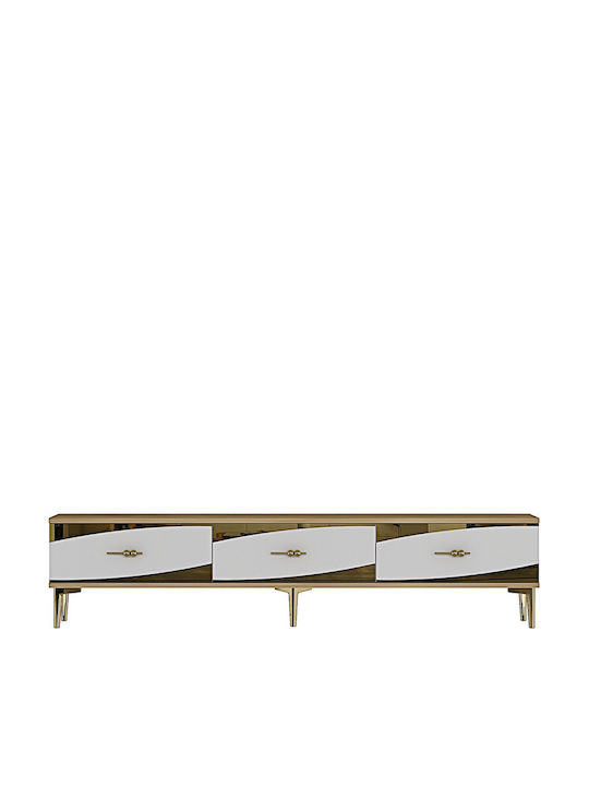 TV Stand Made of Wood & Gold Glass L180xD30xH41cm