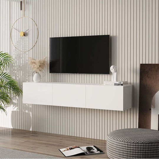 Стенен Телевизионен Мебел Бял 150x31x28см