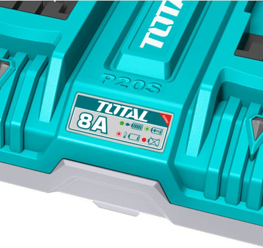 Total Διπλός Ταχυφορτιστής 8a Μπαταρίες 20v Tfcli2082