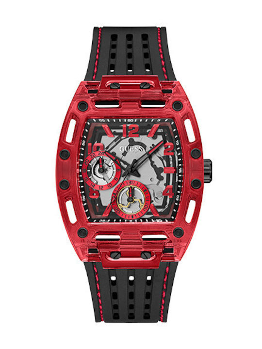 Guess Phoenix Men's Watch 42mm Battery with Black Rubber Strap