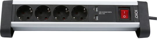 Olympia Πολύπριζο 4 Θέσεων με 2 USB-A, Διακόπτη και Καλώδιο 1.5m