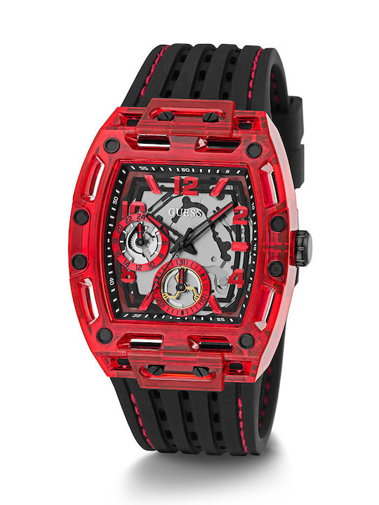Guess Phoenix Men's Watch 42mm Battery with Black Rubber Strap