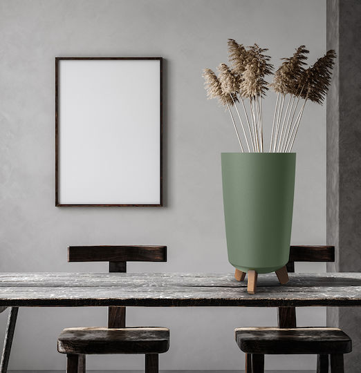 Iliadis Tubus Slim Ghiveci Plastic Verde 24x24x44.5εκ.