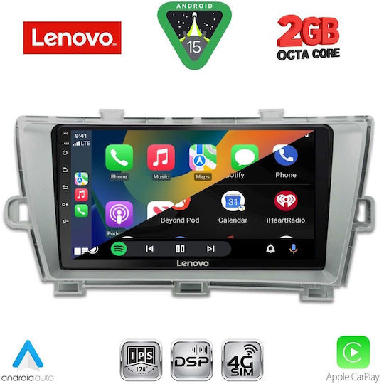 Lenovo Sistem Audio Auto pentru Toyota Prius 2009-2015 Bluetooth USB Wi-Fi GPS Apple CarPlay Android Auto cu Ecran Tactil 9"