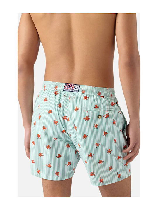 MC2 Costum De Baie Bărbați Pantaloni Scurți Light Verde Cu Dungi