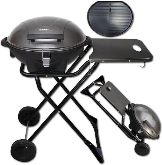 First Austria Fa53501 Floor Electric Grill With Smooth and Grooved Plate 2400W With Lid and Adjustable Thermostat 33.5x44cm