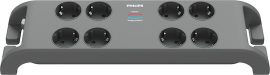 Philips Power Strip with Surge Protection 8 Positions with Switch and Cable 2m Gray