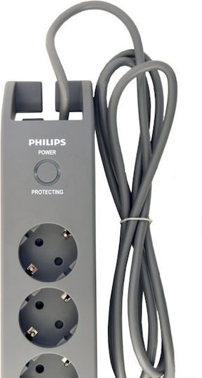 Power Strip with Surge Protection 4 Sockets Switch Philips Original Spn3140a/grs