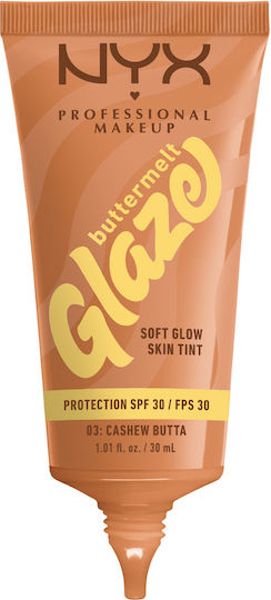 NYX Professional Makeup Buttermelt Glaze Liquid Make Up SPF30 03 Cashew Butta 30ml