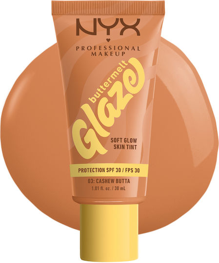 NYX Professional Makeup Buttermelt Glaze Liquid Make Up SPF30 03 Cashew Butta 30ml