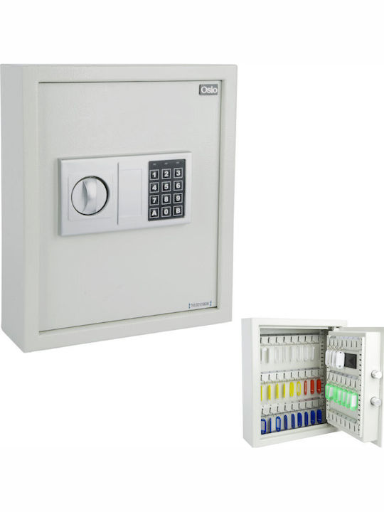 Osio Wall-Mounted Combination Key Holder Metallic With Keyboard 48 Hooks 30x10x36cm