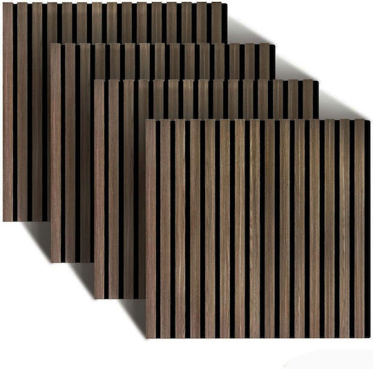 Relaxdays Akustikpaneel Set 4 60x60cm Dunkelbraun 60x1.8x60 cm