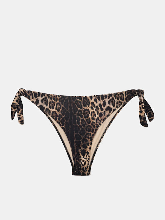 Bikini Slip με Κορδονάκια Καφέ