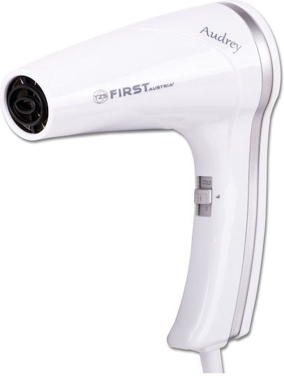 First Austria Audrey White Hotel Hair Dryer 1.2kW with Spiral Cable up to 2cm