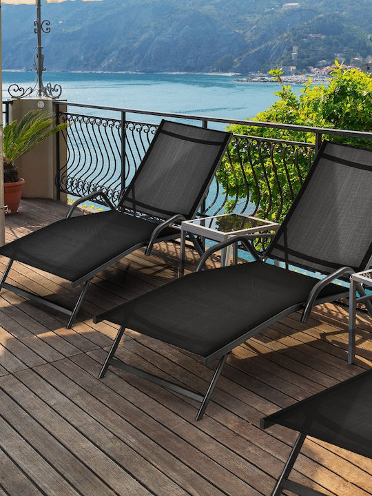 Garten- Und Pool- Liegestuhl Metallisch Schwarz 2 Stück