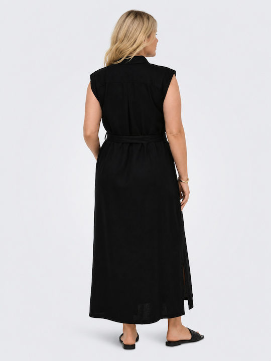 Rochie De Vară Maxi Rochie-Cămașă Neagră