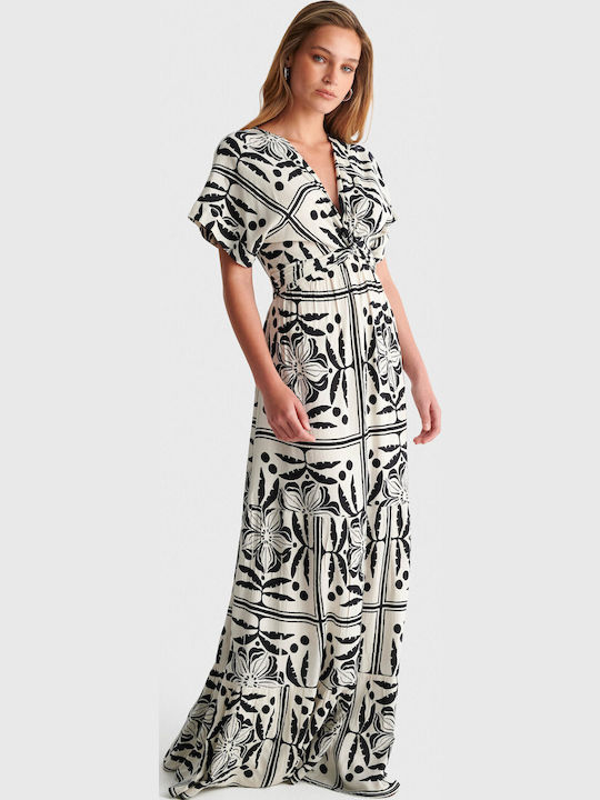 Sommer Midi Damenkleid Wickel Weiß