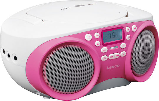 Lenco Stereo Fm Radio Usb Port Cd/mp3 Player Telescopic Antenna White Pink