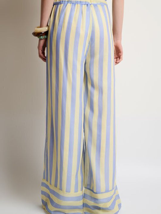 Damenhose mit Gummiband in Palazzo Passform Gestreift Gelb