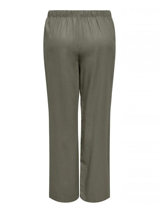 Women's Pantaloons with Elastic Band in Loose Fit Olive