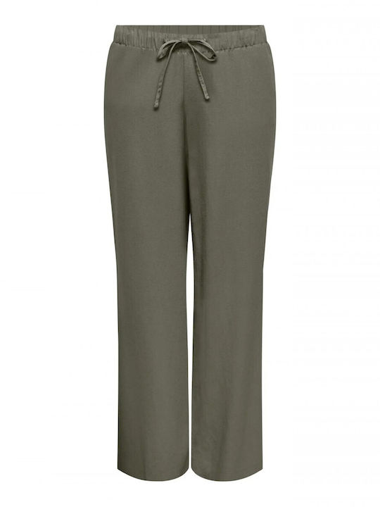 Women's Pantaloons with Elastic Band in Loose Fit Olive