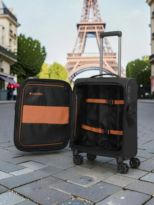 Travelite Βαλίτσα Ταξιδίου Καμπίνας Μαύρο Ύψους 55εκ.