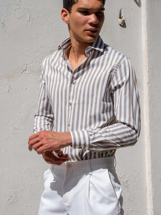 Fanco Long Sleeve Striped Green Shirt