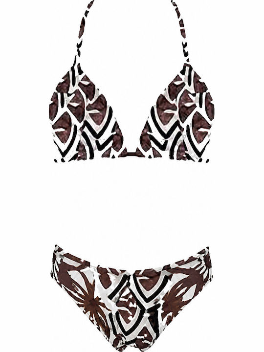Set Bikini 3 Stücke Push-Up Braun