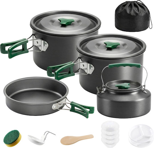 Outsunny Camping Cookware Set 4-5 People Aluminum Camping Kitchen Grey 802-012v00gy