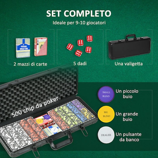 Sportnow Σετ 500 Μάρκες Poker 14gr σε Βαλίτσα με 5 Τράπουλες