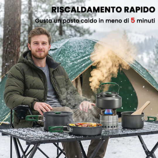 Outsunny Camping Cookware Set 4-5 People Aluminum Camping Kitchen Grey 802-012v00gy
