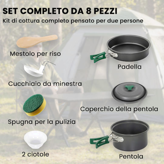Outsunny Camping Cookware Set Ultralight Kit 8 Pieces Heat Resistant Handles Grey 802-013v00gy