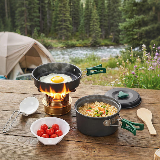 Outsunny Camping Cookware Set Ultralight Kit 8 Pieces Heat Resistant Handles Grey 802-013v00gy
