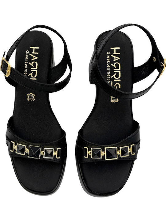 Damen Sandalen Aus Leder Schwarz