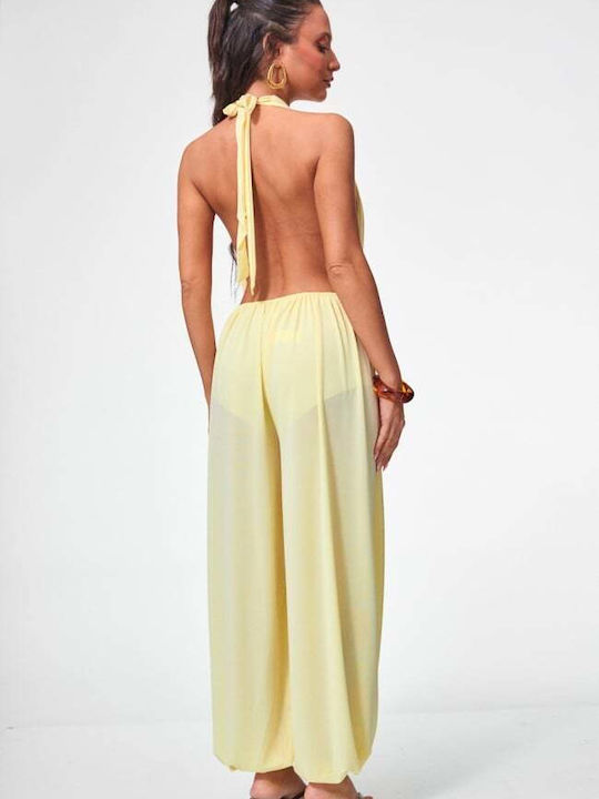 Damen Overall Jumpsuit Gelb