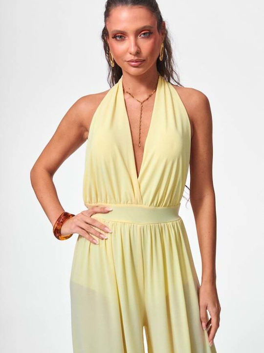 Damen Overall Jumpsuit Gelb