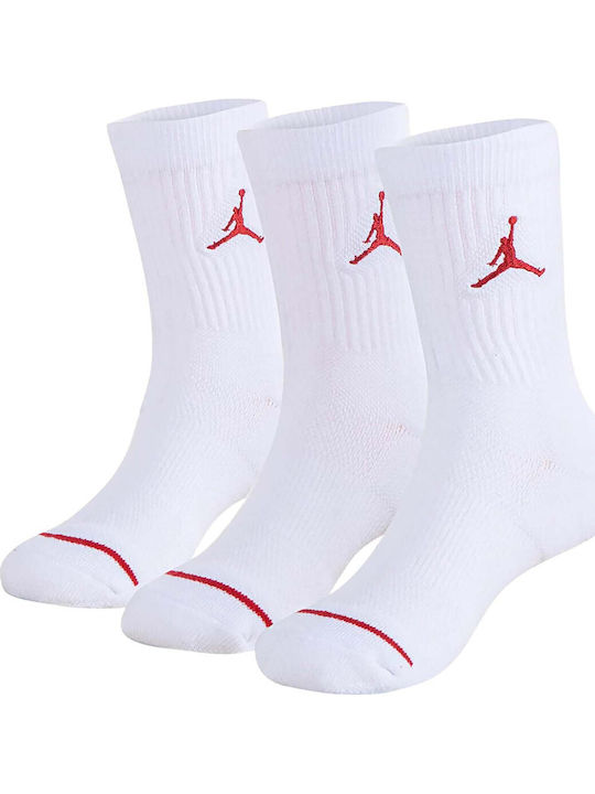 Jordan Αθλητικές Παιδικές Κάλτσες Μακριές Jumpman Λευκές 3 Ζευγάρια