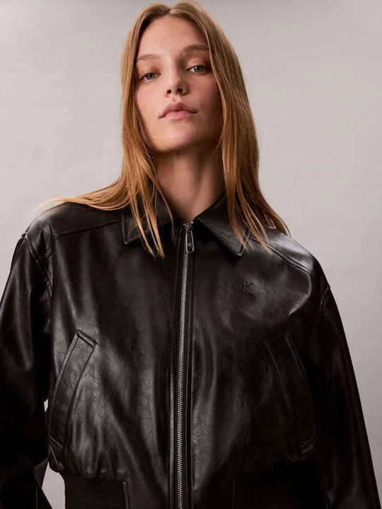 Calvin Klein Leder Herren Jacke Schwarz Calvin Klein Leder Herren Jacke Schwarz