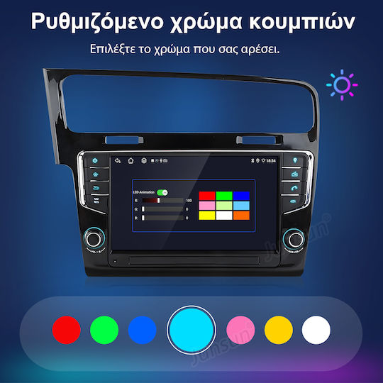 Μπροστινή Οθόνη Multimedia Junsun Vw Golf 7 2013-2017 Android 15 2gb+64gb 9 Ίντσες Gps Ασύρματο Carplay Auto Wifi