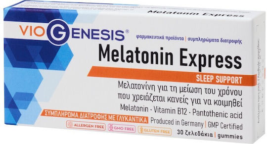 Viogenesis Melatonin Express 1mg Ergänzung für den Schlaf 30 Kautabletten