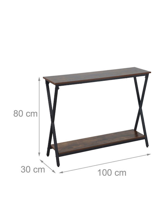 Consolă din Lemn și Metal Maro Închis/Negru L100xl30xÎ80cm
