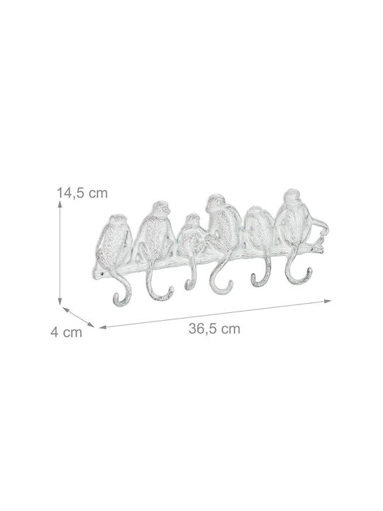 Relaxdays Антична Стенна Закачалка Бяла 14.5x4см